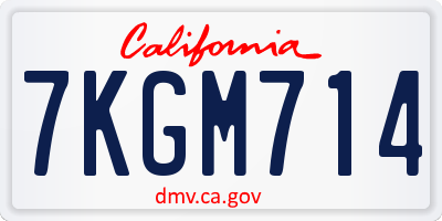 CA license plate 7KGM714