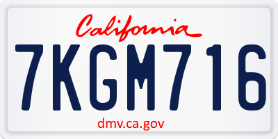 CA license plate 7KGM716