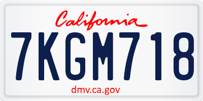 CA license plate 7KGM718