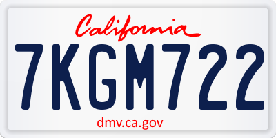 CA license plate 7KGM722