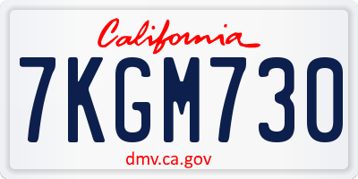 CA license plate 7KGM730