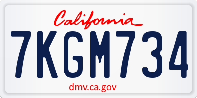 CA license plate 7KGM734