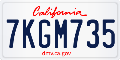 CA license plate 7KGM735