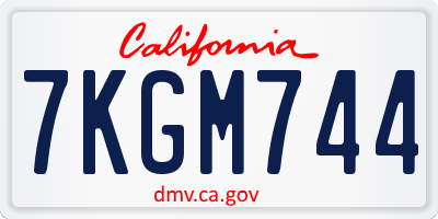 CA license plate 7KGM744