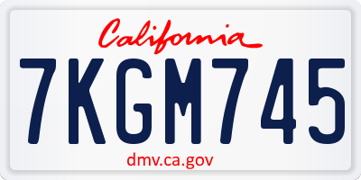 CA license plate 7KGM745