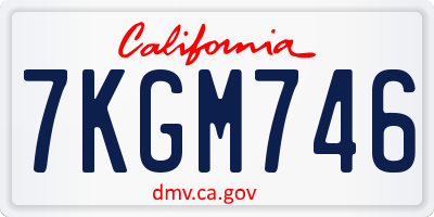 CA license plate 7KGM746