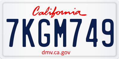 CA license plate 7KGM749