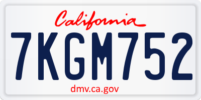 CA license plate 7KGM752
