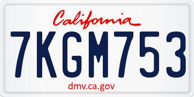 CA license plate 7KGM753