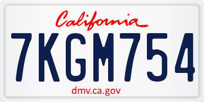 CA license plate 7KGM754