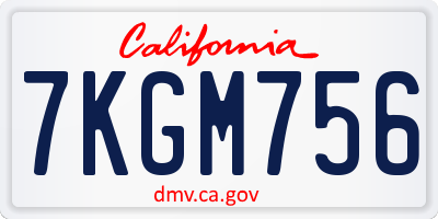 CA license plate 7KGM756