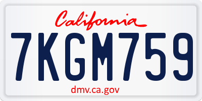 CA license plate 7KGM759