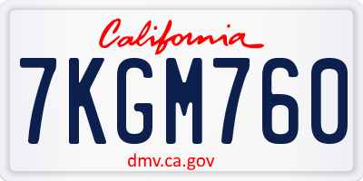 CA license plate 7KGM760