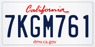 CA license plate 7KGM761