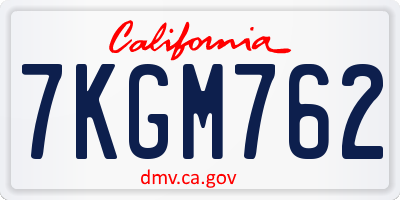 CA license plate 7KGM762