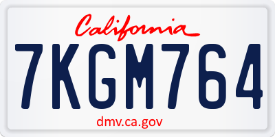 CA license plate 7KGM764
