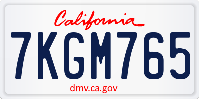 CA license plate 7KGM765