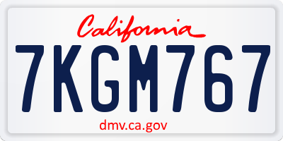 CA license plate 7KGM767