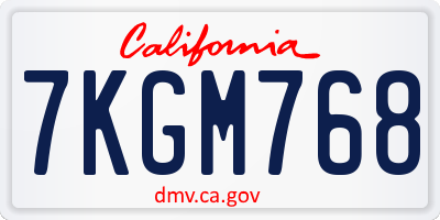 CA license plate 7KGM768