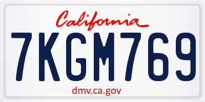 CA license plate 7KGM769
