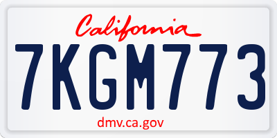 CA license plate 7KGM773