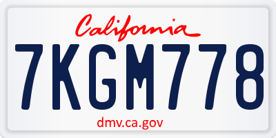CA license plate 7KGM778