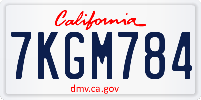 CA license plate 7KGM784