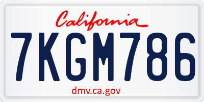 CA license plate 7KGM786