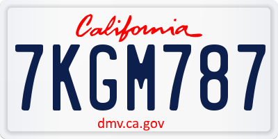 CA license plate 7KGM787