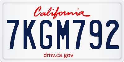 CA license plate 7KGM792