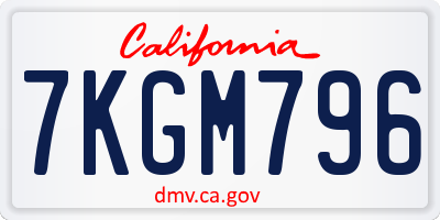 CA license plate 7KGM796