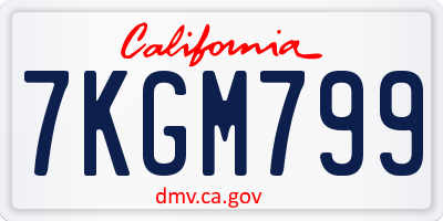CA license plate 7KGM799