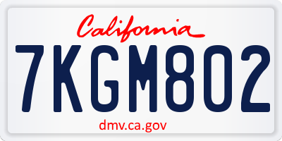 CA license plate 7KGM802