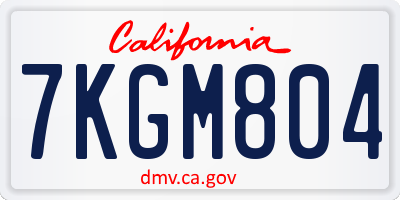CA license plate 7KGM804