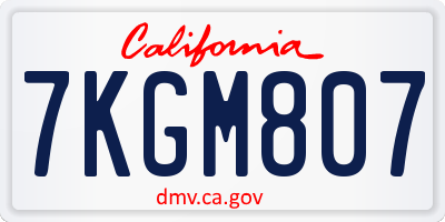 CA license plate 7KGM807