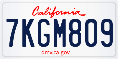 CA license plate 7KGM809