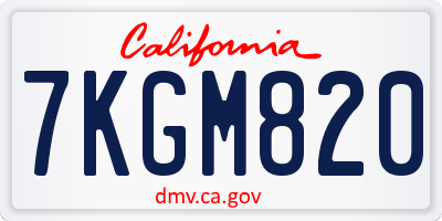CA license plate 7KGM820