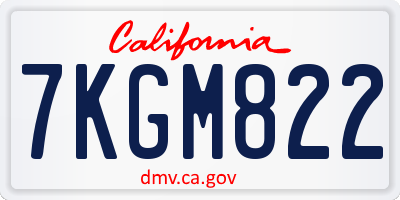 CA license plate 7KGM822
