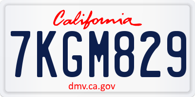 CA license plate 7KGM829