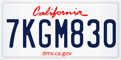 CA license plate 7KGM830