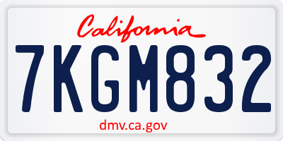 CA license plate 7KGM832