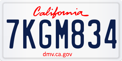 CA license plate 7KGM834