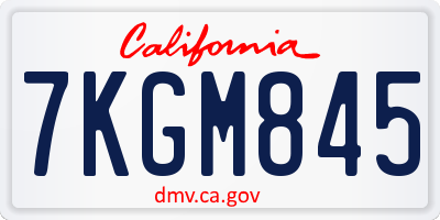 CA license plate 7KGM845