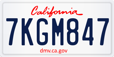 CA license plate 7KGM847