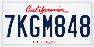 CA license plate 7KGM848