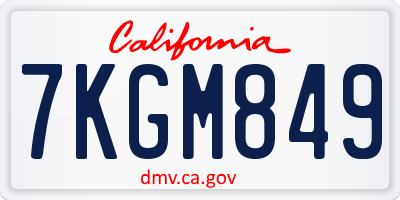 CA license plate 7KGM849