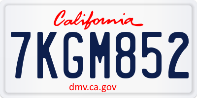 CA license plate 7KGM852