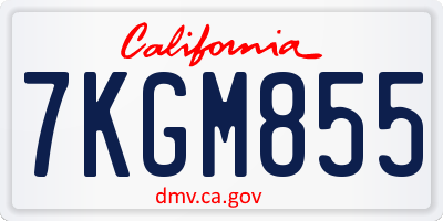CA license plate 7KGM855