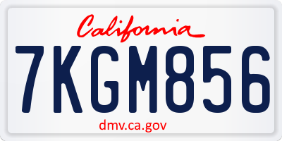 CA license plate 7KGM856