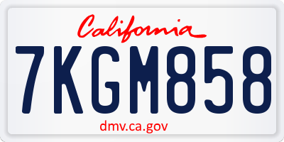 CA license plate 7KGM858